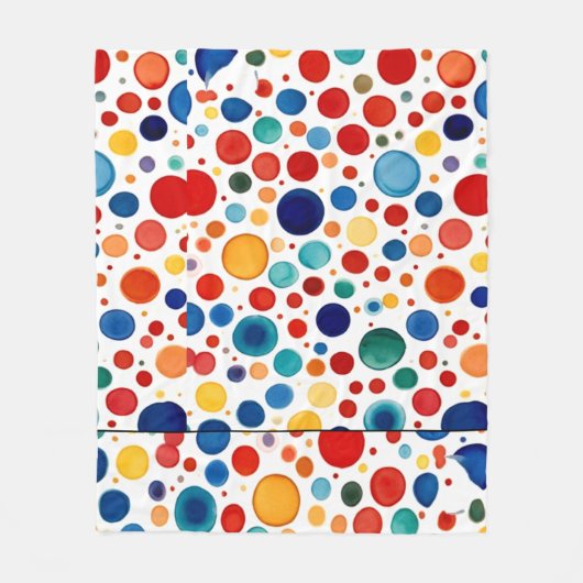 東洋スタイル水彩画水玉模様美術 フリースブランケット (正面)