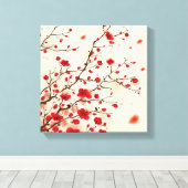 東洋スタイル絵画の春の梅 キャンバスプリント (インサイチュ (ウッドフロア))