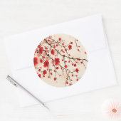 東洋スタイル絵画の春の梅 ラウンドシール (封筒)