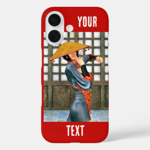 東洋ファンタジー風の神秘的な戦士姫 iPhone 16ケース