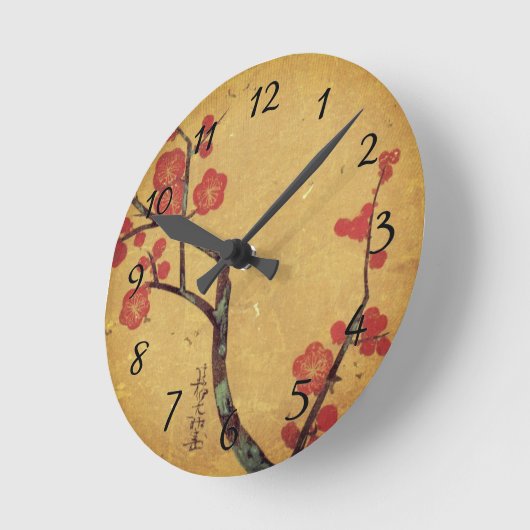 東洋フローラヴィンテージ和さくらんぼ花 ラウンド壁時計 (傾斜)