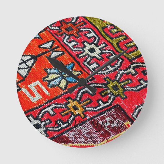 東洋ペルシャ語、トルコ文様、カーペット ラウンド壁時計 (正面)