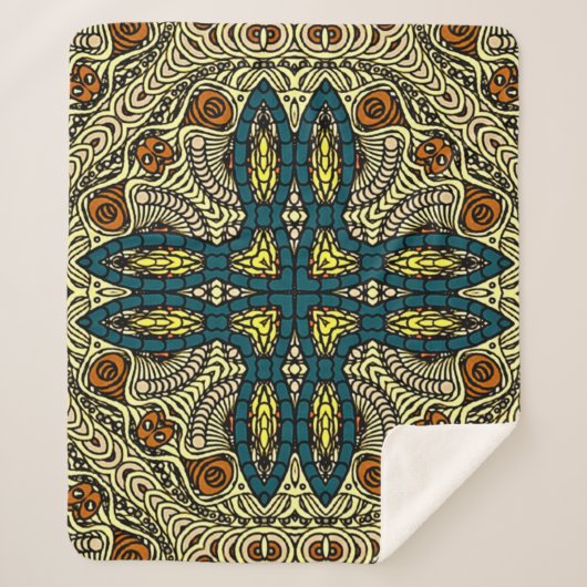 東洋ヴィンテージの花の継ぎ目のないスタイル模様  シェルパブランケット (正面)