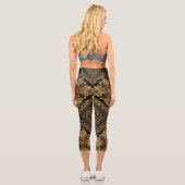 東洋ヴィンテージダマスク – 黒と金ゴールド カプリレギンス (裏面)