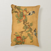 東洋中国のの鳥類と果実 アクセントクッション (裏面(縦))