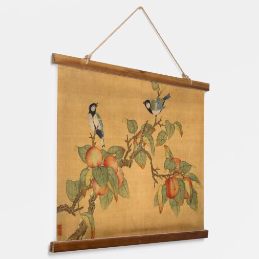 東洋中国のの鳥類と果実 吊り下げ型タペストリー (傾斜あり)
