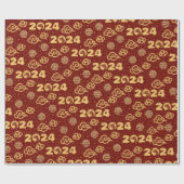 東洋中国のの龍と赤い金ゴールドの装飾 ラッピングペーパー (フラット)