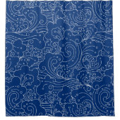 東洋抽象芸術の水波模様 シャワーカーテン (正面)