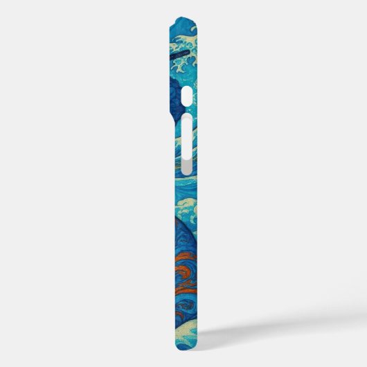 東洋抽象芸術美しい芸者舞妓ブルー波 Case-Mate iPhoneケース (裏面 / 左)