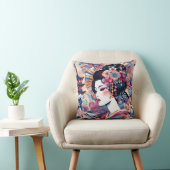 東洋抽象芸術芸者ピンク花波 クッション (椅子)