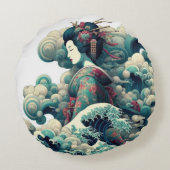 東洋抽象芸術芸者神奈川波雲 ラウンドクッション (裏面)