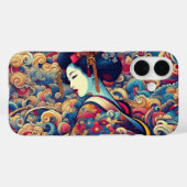 東洋抽象芸術芸者舞妓鮮やか波 Case-Mate iPhoneケース (裏面 (横))