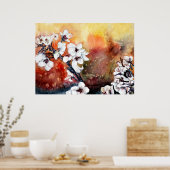 東洋日本のさくらんぼの花 ポスター (キッチン)