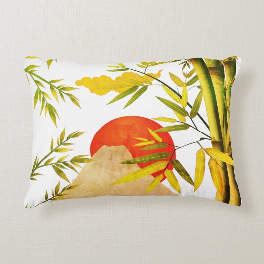 東洋日本のの山の日の出と竹 アクセントクッション (正面)