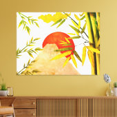 東洋日本のの山の日の出と竹 キャンバスプリント (インサイチュ (リビング))