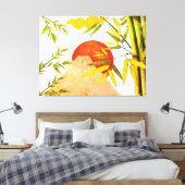 東洋日本のの山の日の出と竹 キャンバスプリント (インサイチュ (寝室))