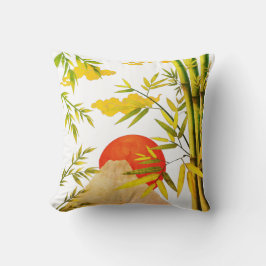 東洋日本のの山の日の出と竹 クッション