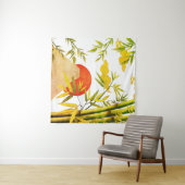 東洋日本のの山の日の出と竹 タペストリー (インサイチュ(横))