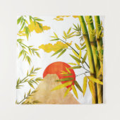 東洋日本のの山の日の出と竹 タペストリー (正面)