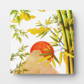 東洋日本のの山の日の出と竹 フォトプラーク (正面)