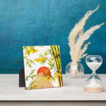 東洋日本のの山の日の出と竹