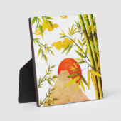 東洋日本のの山の日の出と竹 フォトプラーク (正面)