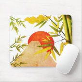 東洋日本のの山の日の出と竹 マウスパッド (マウス)