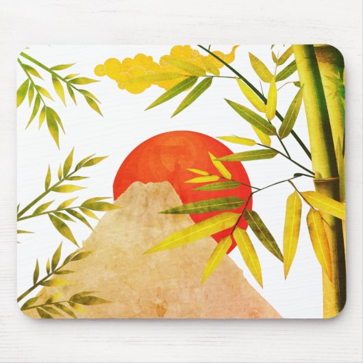 東洋日本のの山の日の出と竹 マウスパッド (正面)