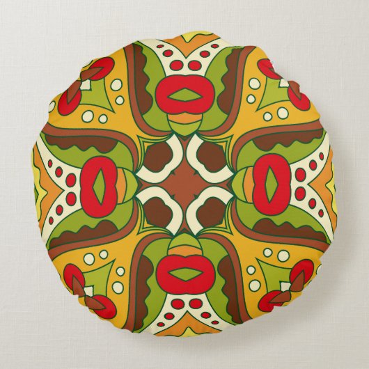 東洋民族スタイルシームレスパターン ラウンドクッション (裏面)