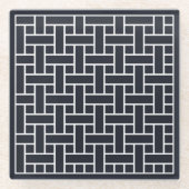 東洋海軍ブルーホワイトジャパン機織パターン ガラスコースター (正面)