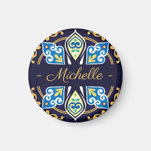 東洋瓦，アズレヨス，名前のラウンド マグネット (正面)