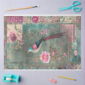 東洋美学キジ鳥の折衷柄 薄葉紙 (クラフト)