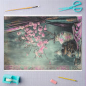 東洋美学ピンクさくらんぼ花の静物生活 薄葉紙 (クラフト)