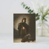 東洋衣装の自画像1631年 ポストカード (スタンド正面)