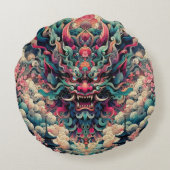 東洋韻律抽象芸術鬼鬼顔入れ ラウンドクッション (裏面)