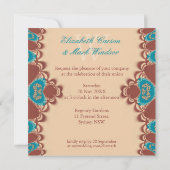 東洋風青シアン色のウェディング招待状 招待状 (裏面)