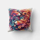 東洋鮮やか抽象芸術コイの魚と波 クッション (裏面)