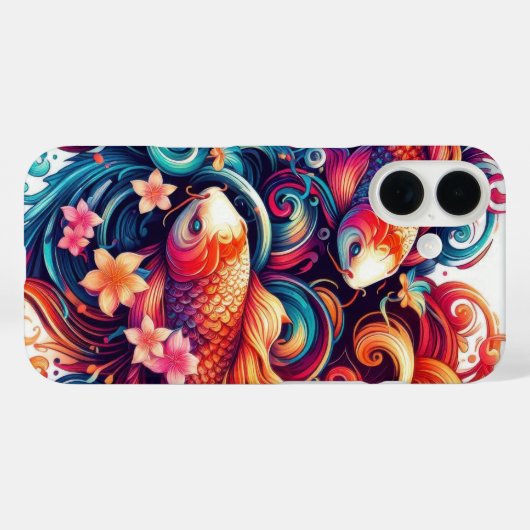 東洋鮮やか抽象芸術コイの魚と波 Case-Mate iPhoneケース (裏面 (横))