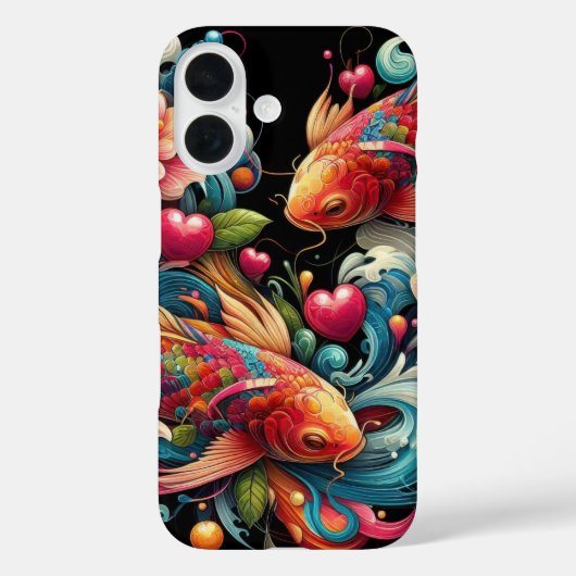 東洋鮮やか抽象芸術コイ魚波ハート Case-Mate iPhoneケース (裏面)