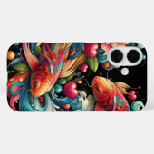 東洋鮮やか抽象芸術コイ魚波ハート Case-Mate iPhoneケース (裏面 (横))