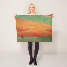 東海の日の出（アジアンアート） （竹二） フリースブランケット