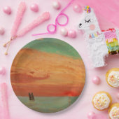 東海の日の出（アジアンアート） （竹二） ペーパープレート (パーティー)