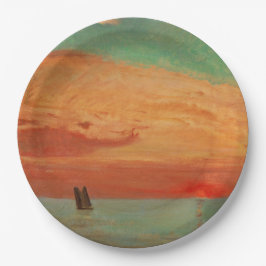 東海の日の出（アジアンアート） （竹二） ペーパープレート