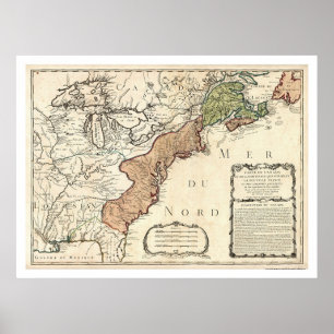 東海岸とカナダの地図1756 ポスター