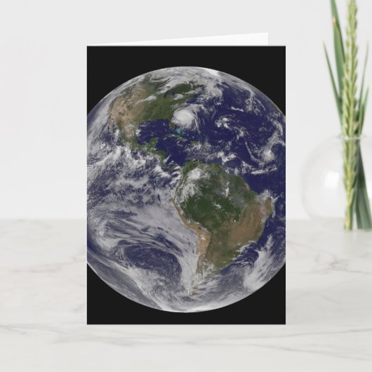 東海岸にハリケーン・アイリーンと完全な地球。 カード (正面)