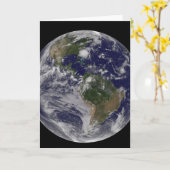 東海岸にハリケーン・アイリーンと完全な地球。 カード (黄色い花)