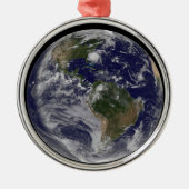 東海岸にハリケーン・アイリーンと完全な地球。 メタルオーナメント (正面)