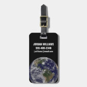 東海岸にハリケーン・アイリーンと完全な地球。 ラゲッジタグ (正面縦)