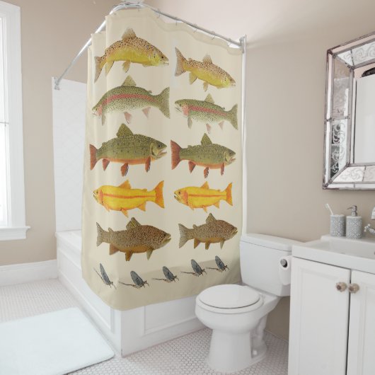 東海岸のはえの魚釣りのシャワー・カーテン シャワーカーテン (インサイチュ)