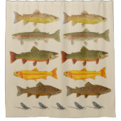 東海岸のはえの魚釣りのシャワー・カーテン シャワーカーテン (正面)